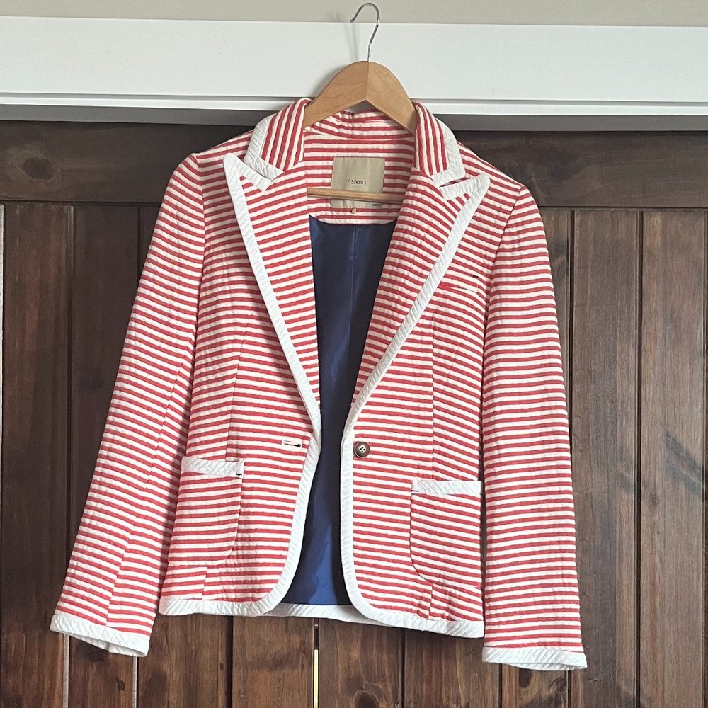 Sfera Red and White Striped Blazer